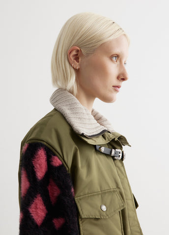 Leona Jacquard Knit Sleeve Bomber Jacket