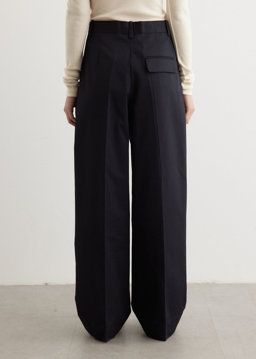 Wide Leg Pleated Chino Trousers