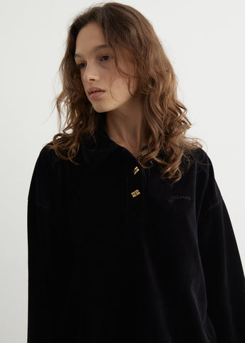 Heavy Velour Drop Shoulder Polo Shirt