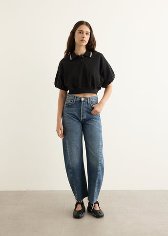 Relaxed Cropped Cinched Polo