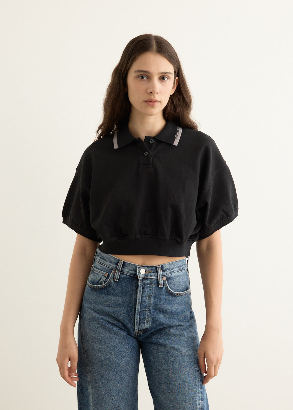 Relaxed Cropped Cinched Polo