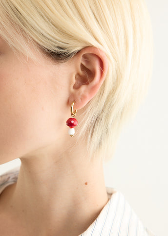 Hoop and Glass Mushroom Earrings