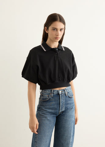 Relaxed Cropped Cinched Polo