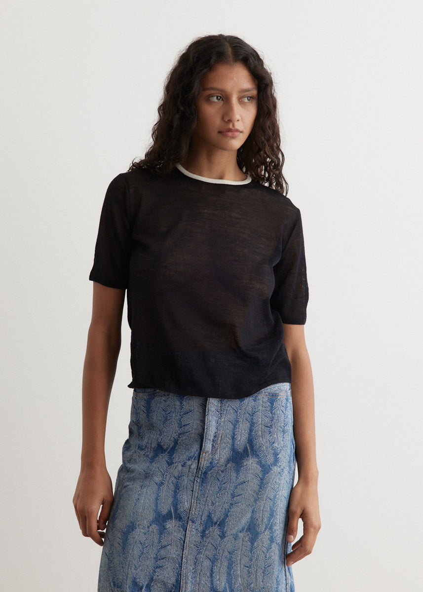 トップス 24SS AURALEE HIGH GAUGE WOOL SILK KNIT AURALEE HARD TWIST HIGE GAUGE WOOL SILK KNIT TEE – Chum!