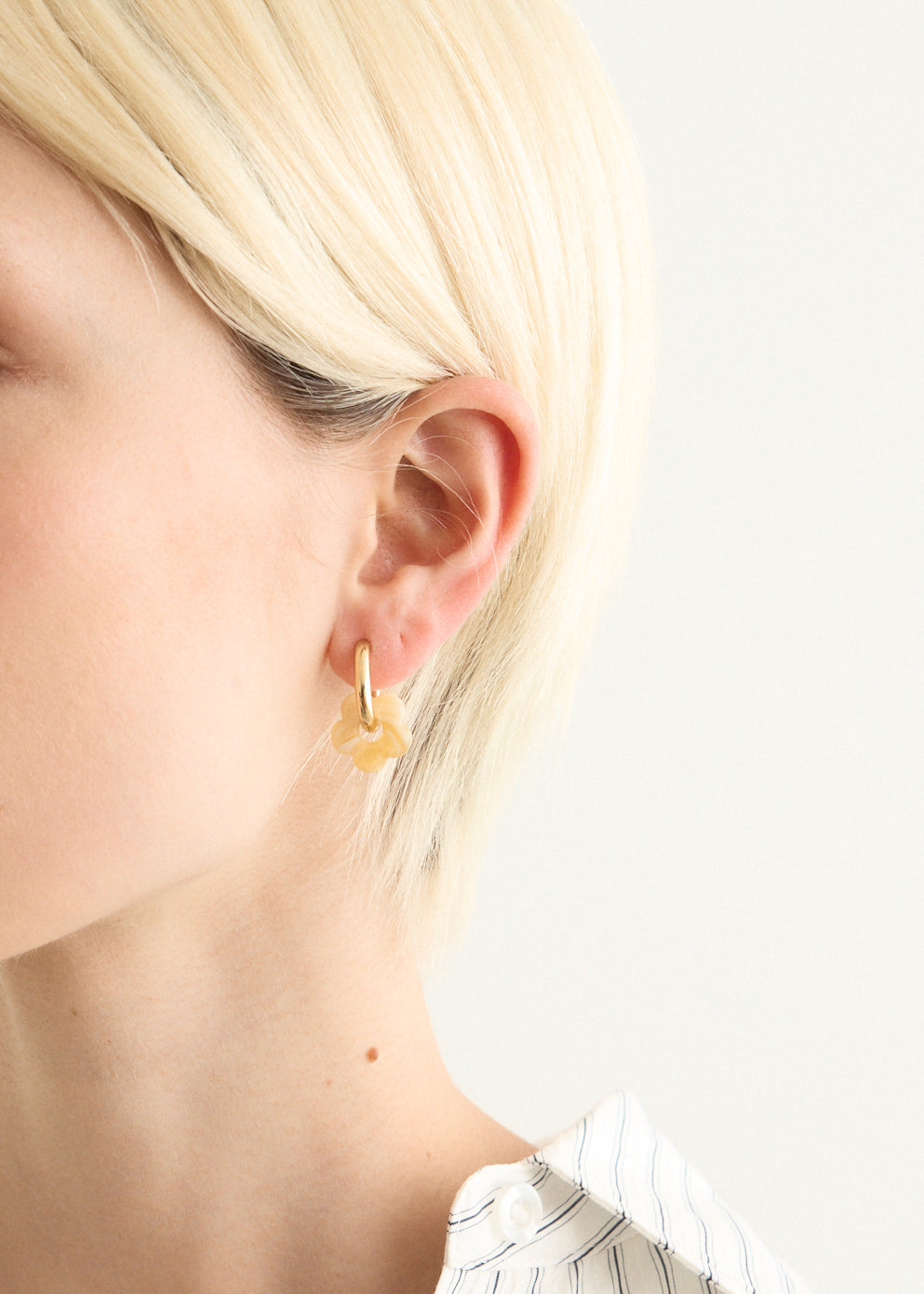 Hoop And Glass Flower Earrings