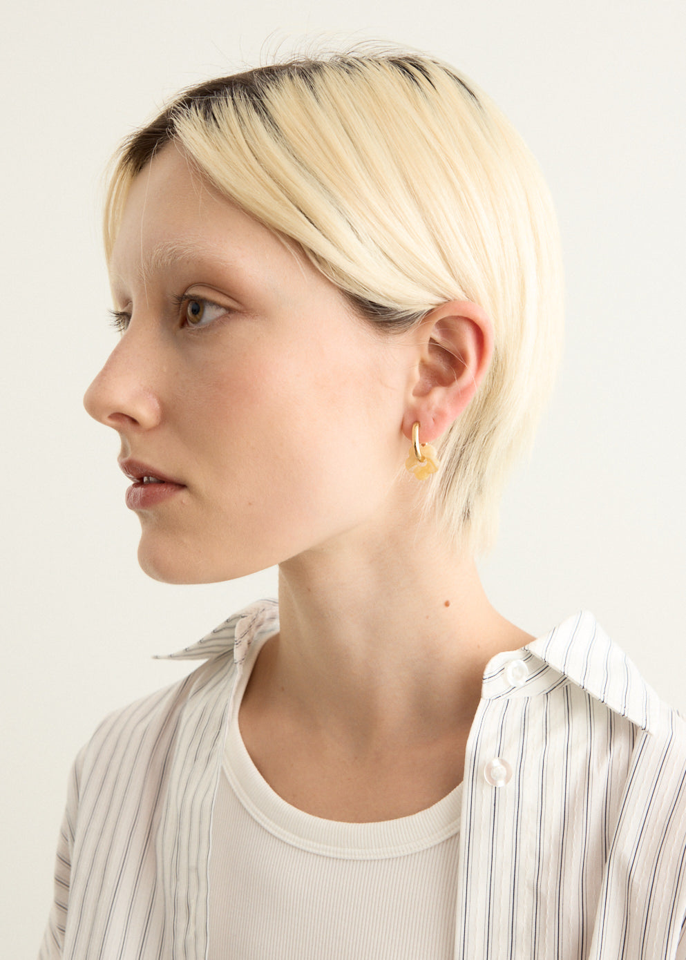Hoop And Glass Flower Earrings