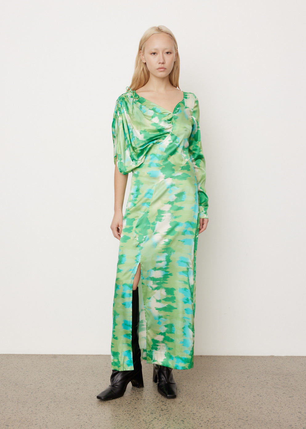 Silk Stretch Satin Maxi Dress