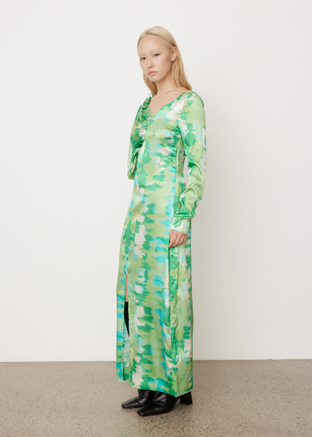 Silk Stretch Satin Maxi Dress