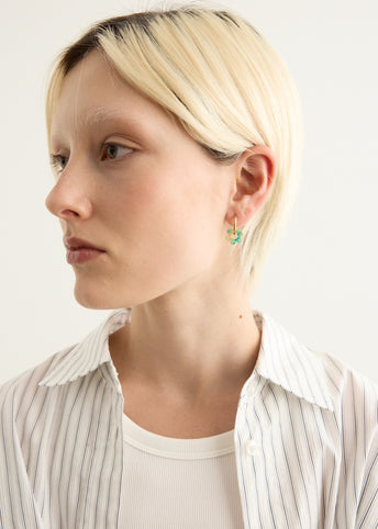 Small Hoop And Resin Flower Earrings