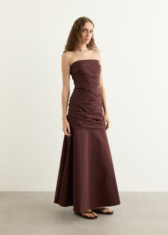 Gathered Strapless Longline Dress