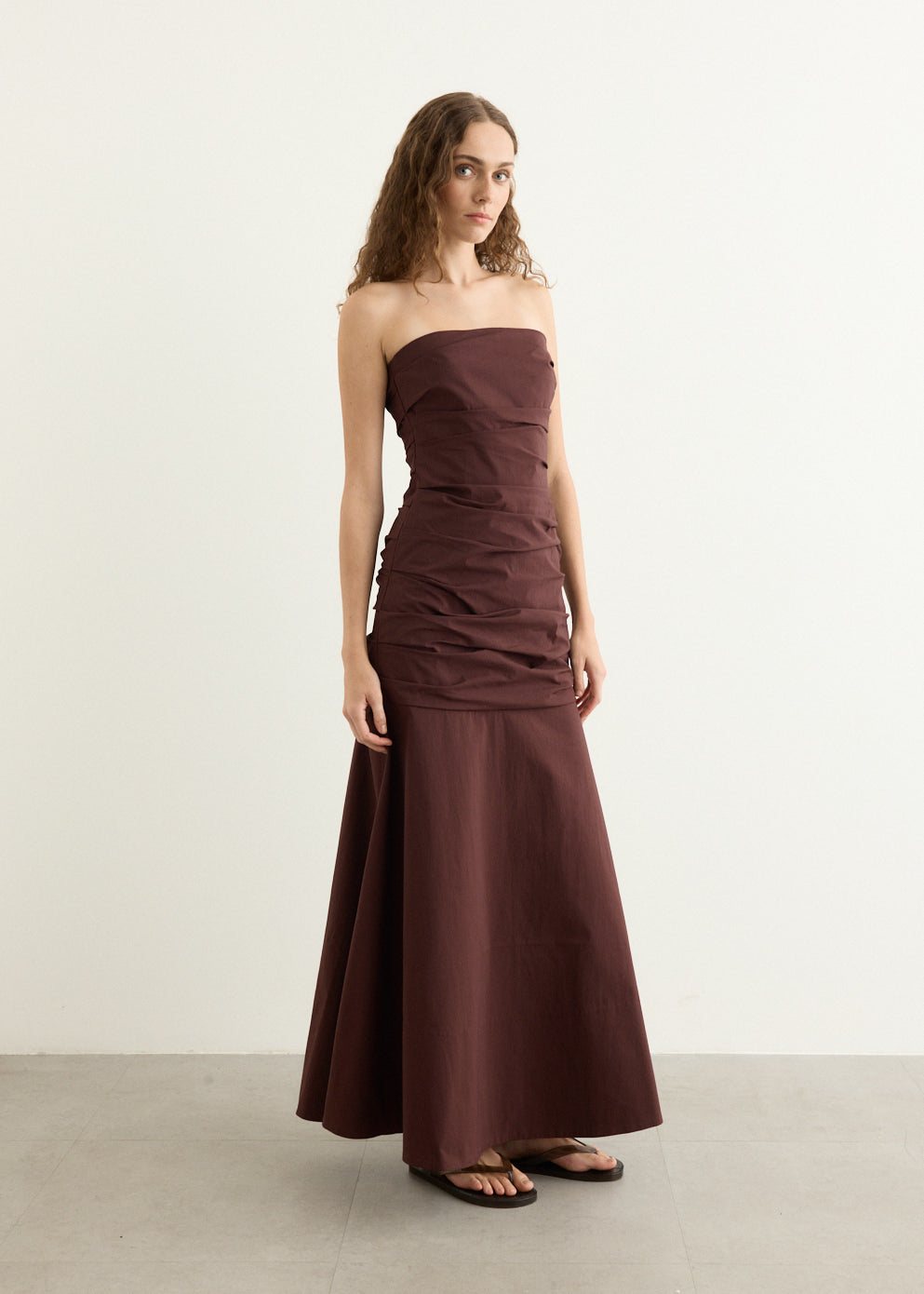 Gathered Strapless Longline Dress