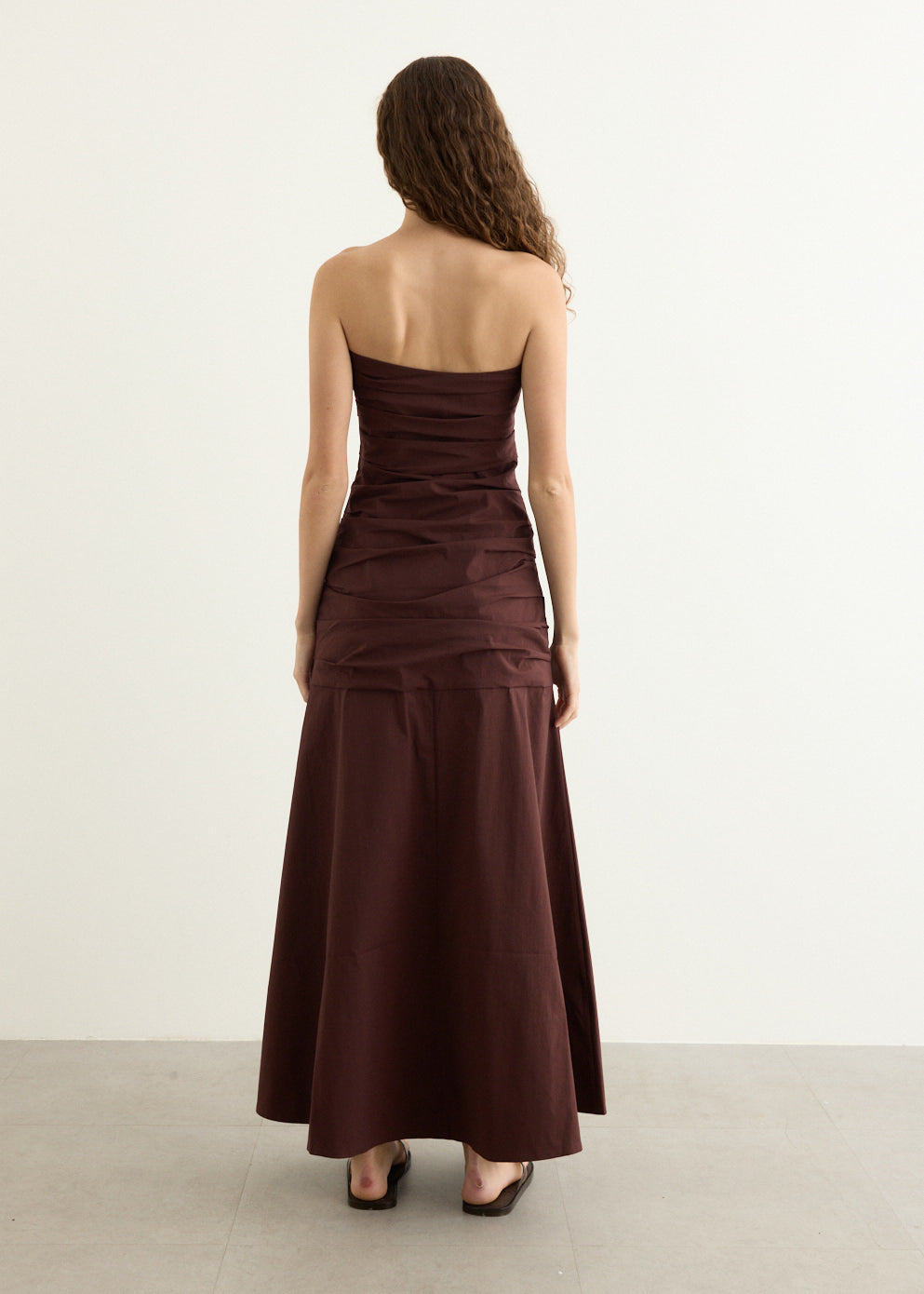 Gathered Strapless Longline Dress