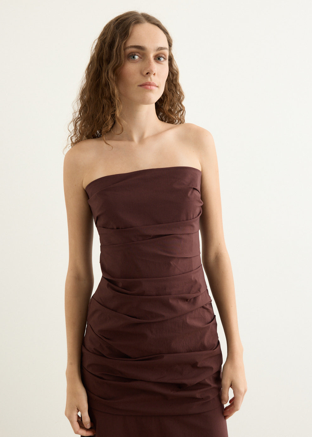 Gathered Strapless Longline Dress