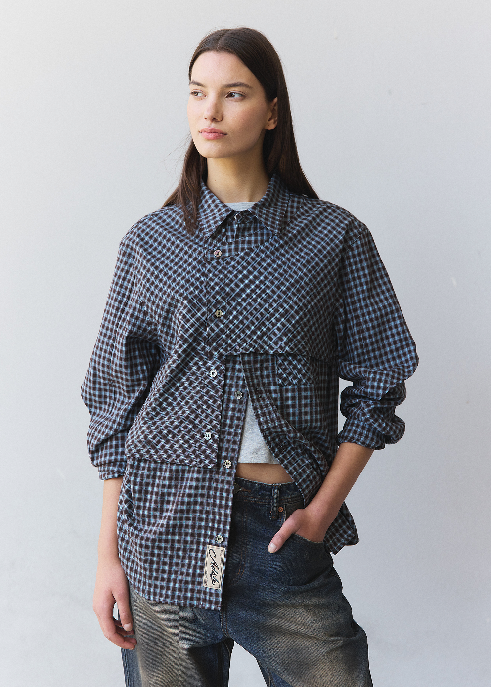Maey Check Layered Shirt