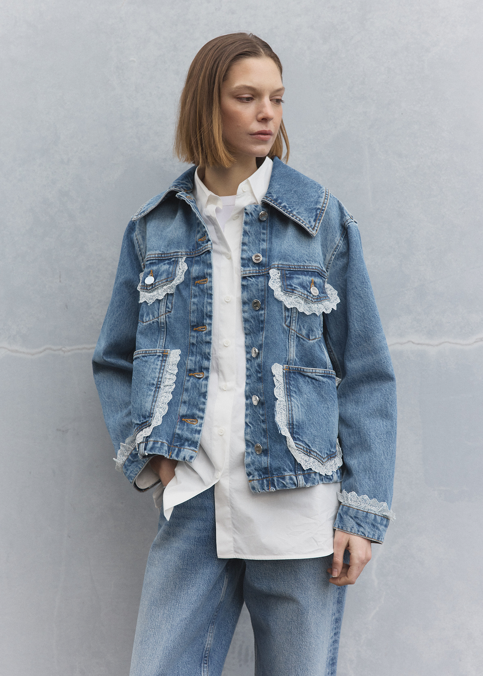 Rigid Denim Lace Jacket