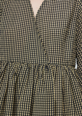 Seersucker Check Wrap Mini Dress