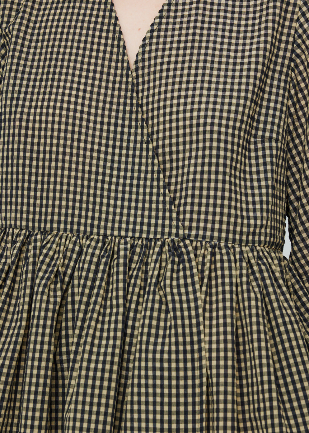 Seersucker Check Wrap Mini Dress
