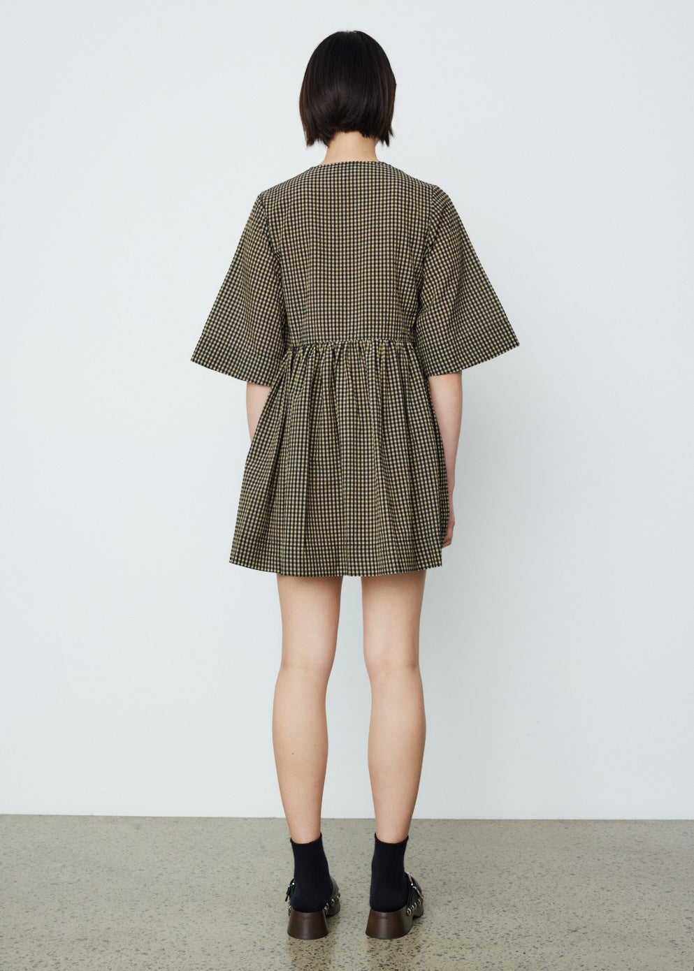 Seersucker Check Wrap Mini Dress
