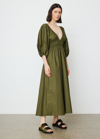 Shirred Plunge Dress