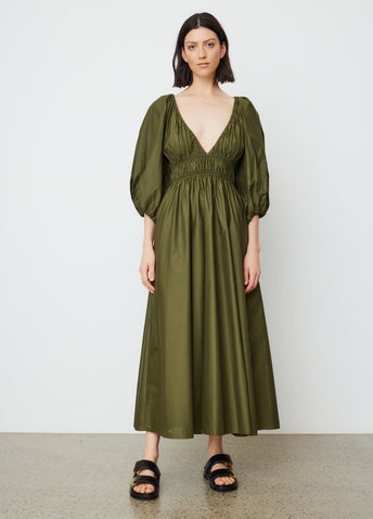 Shirred Plunge Dress