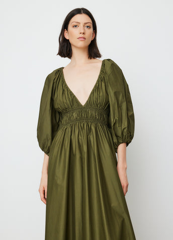 Shirred Plunge Dress