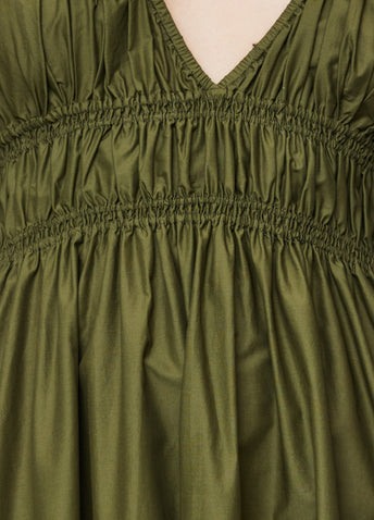 Shirred Plunge Dress