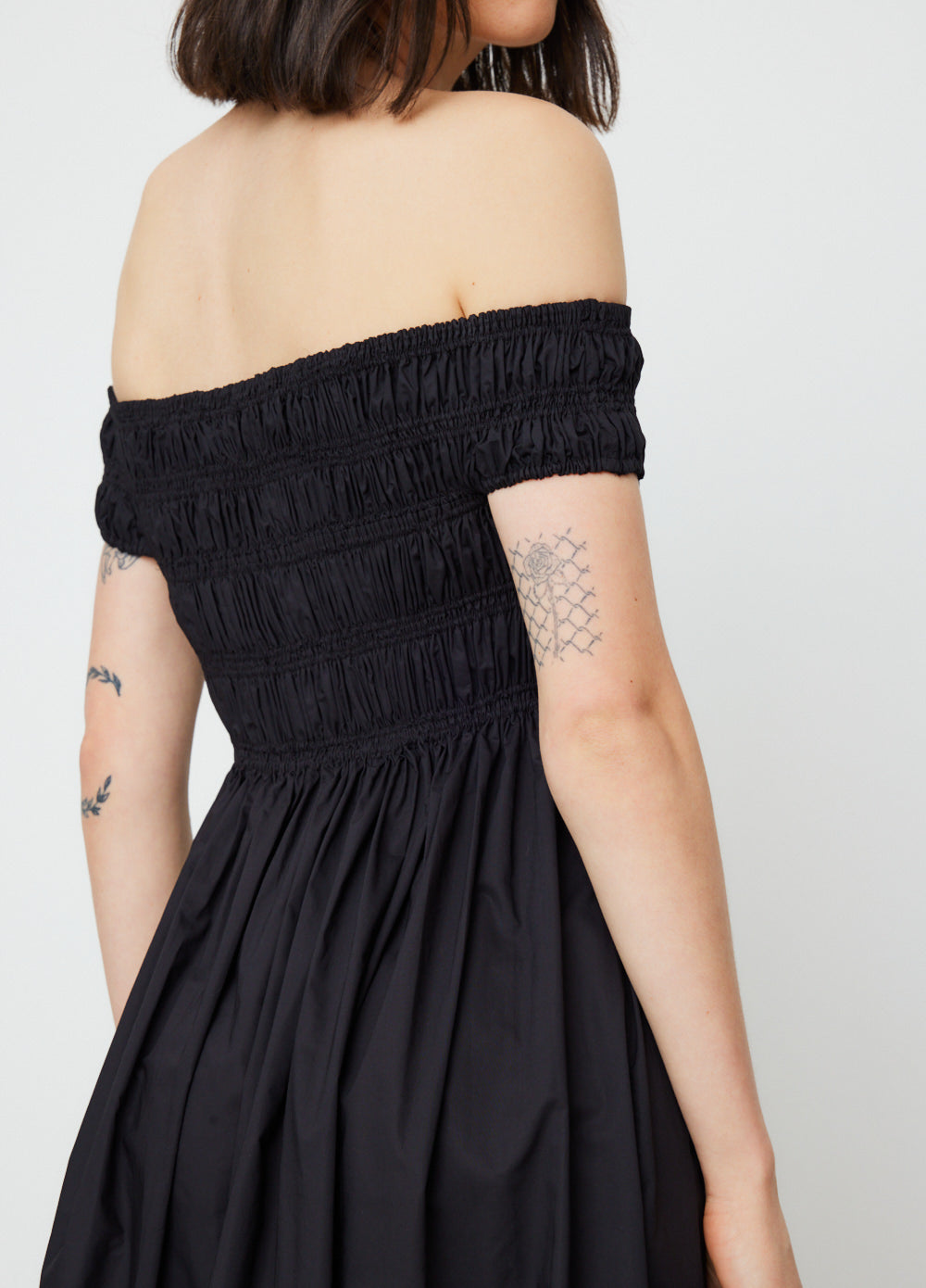 Shirred Off Shoulder Dress