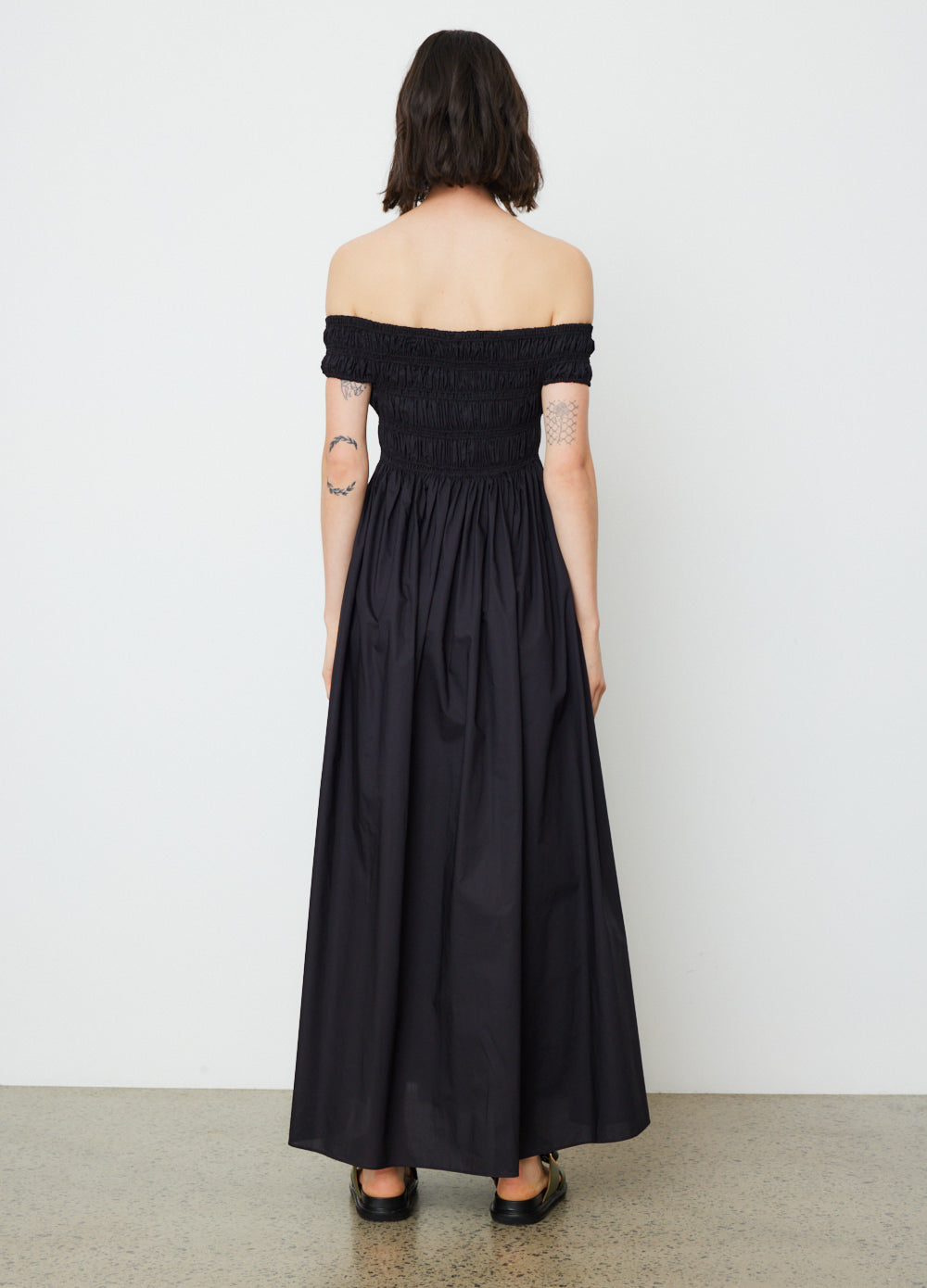 Shirred Off Shoulder Dress