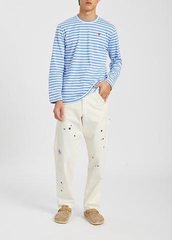 T218 Red Heart Stripe Long-sleeve T-shirt