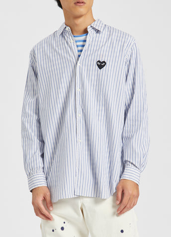 Comme des garçons play blue & white striped heart shirt store