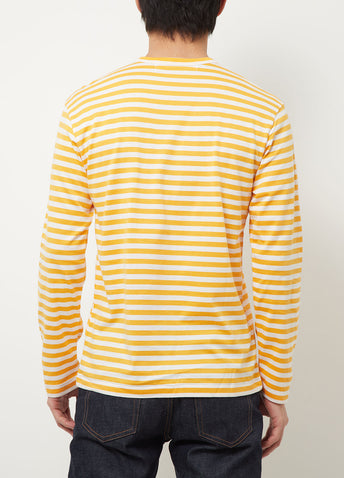 T218 Red Heart Stripe Long sleeve T shirt
