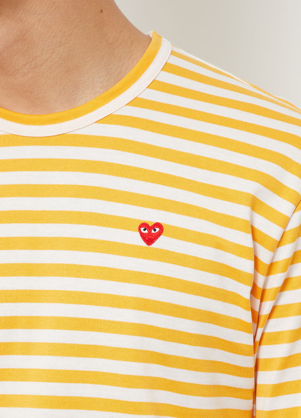 T218 Red Heart Stripe Long sleeve T shirt