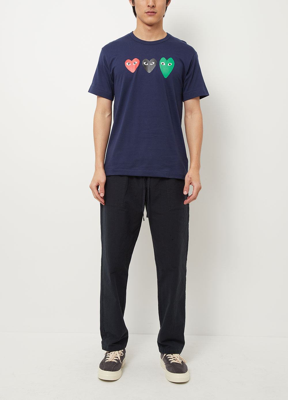 Comme des garcons 3 hearts t shirt discount
