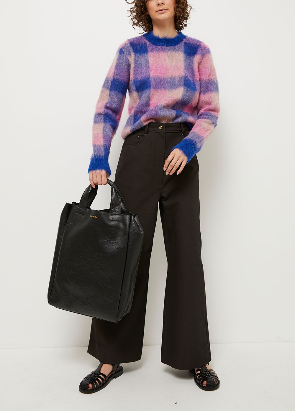 Crinkled Leather Tote Bag