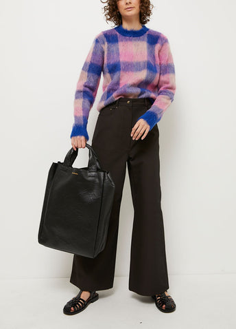 Crinkled Leather Tote Bag