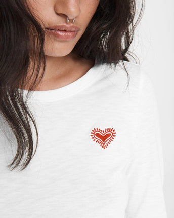 Embroidered Heart Long-Sleeve T-Shirt