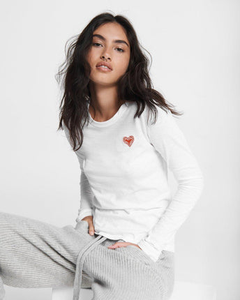 Embroidered Heart Long-Sleeve T-Shirt