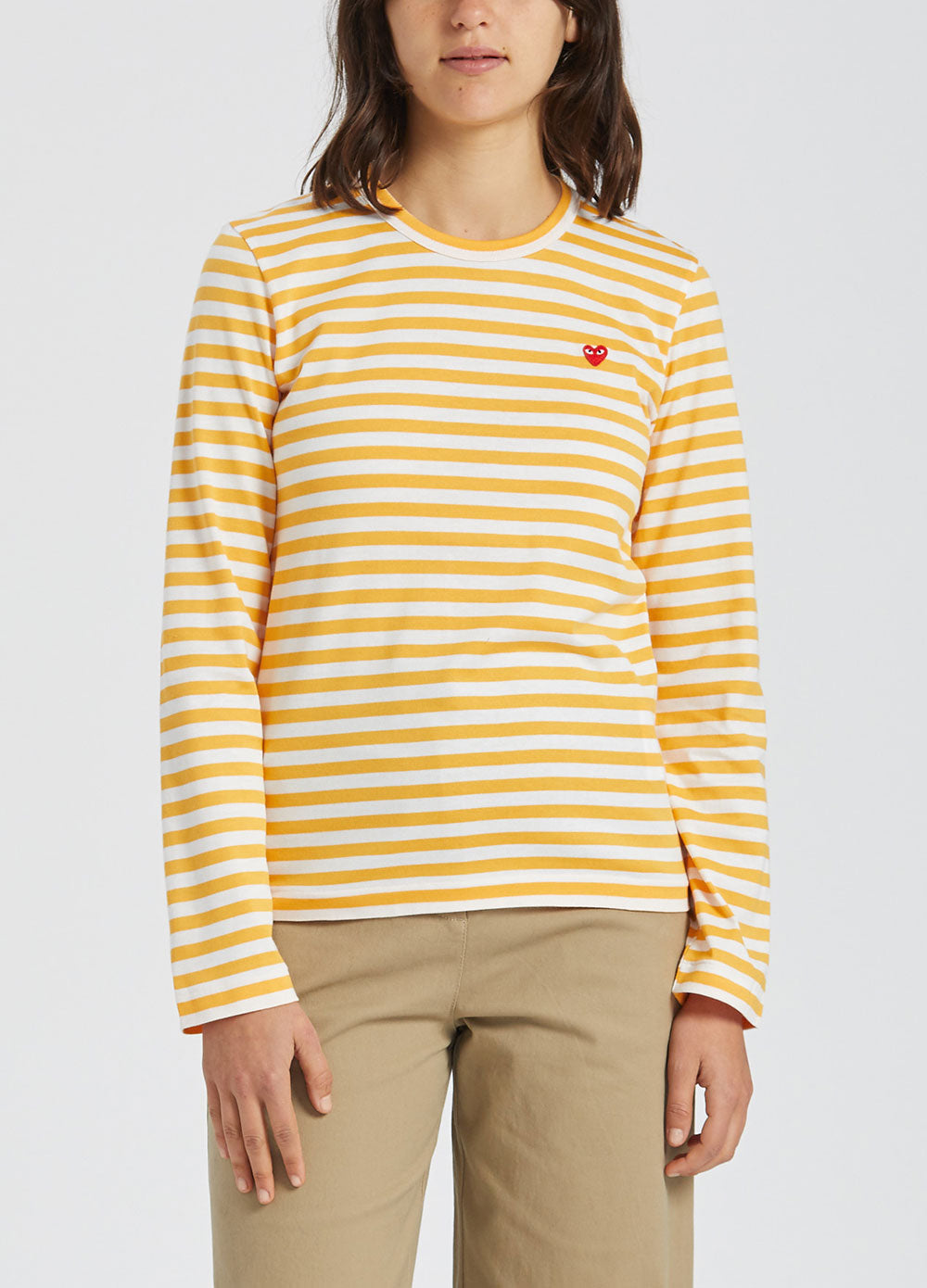 T217 Red Heart Stripe Long-sleeve T-shirt