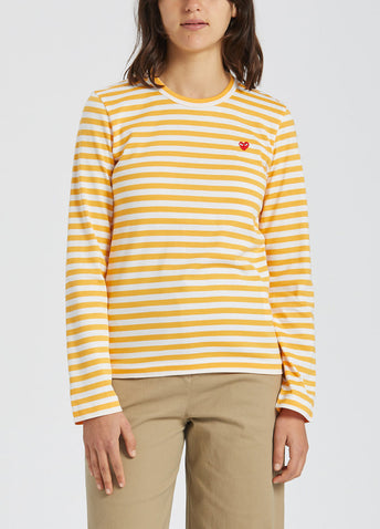 T217 Red Heart Stripe Long-sleeve T-shirt