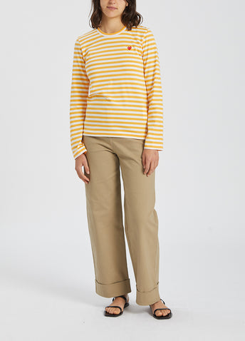 T217 Red Heart Stripe Long-sleeve T-shirt