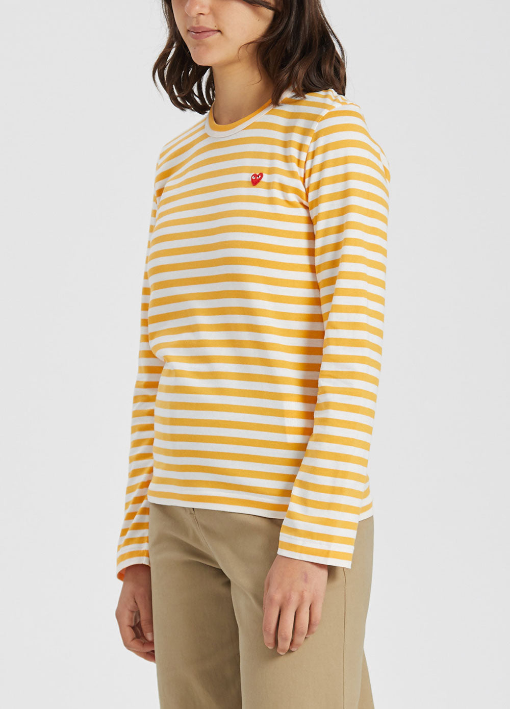 T217 Red Heart Stripe Long-sleeve T-shirt