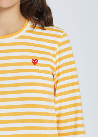 T217 Red Heart Stripe Long-sleeve T-shirt