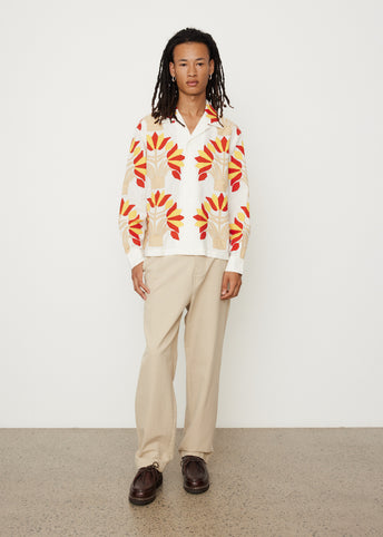 Foliage Appliqué Long Sleeve Shirt