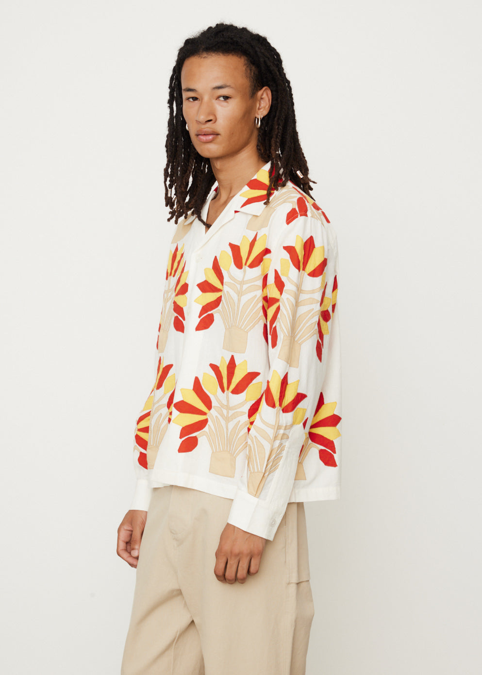Foliage Appliqué Long Sleeve Shirt