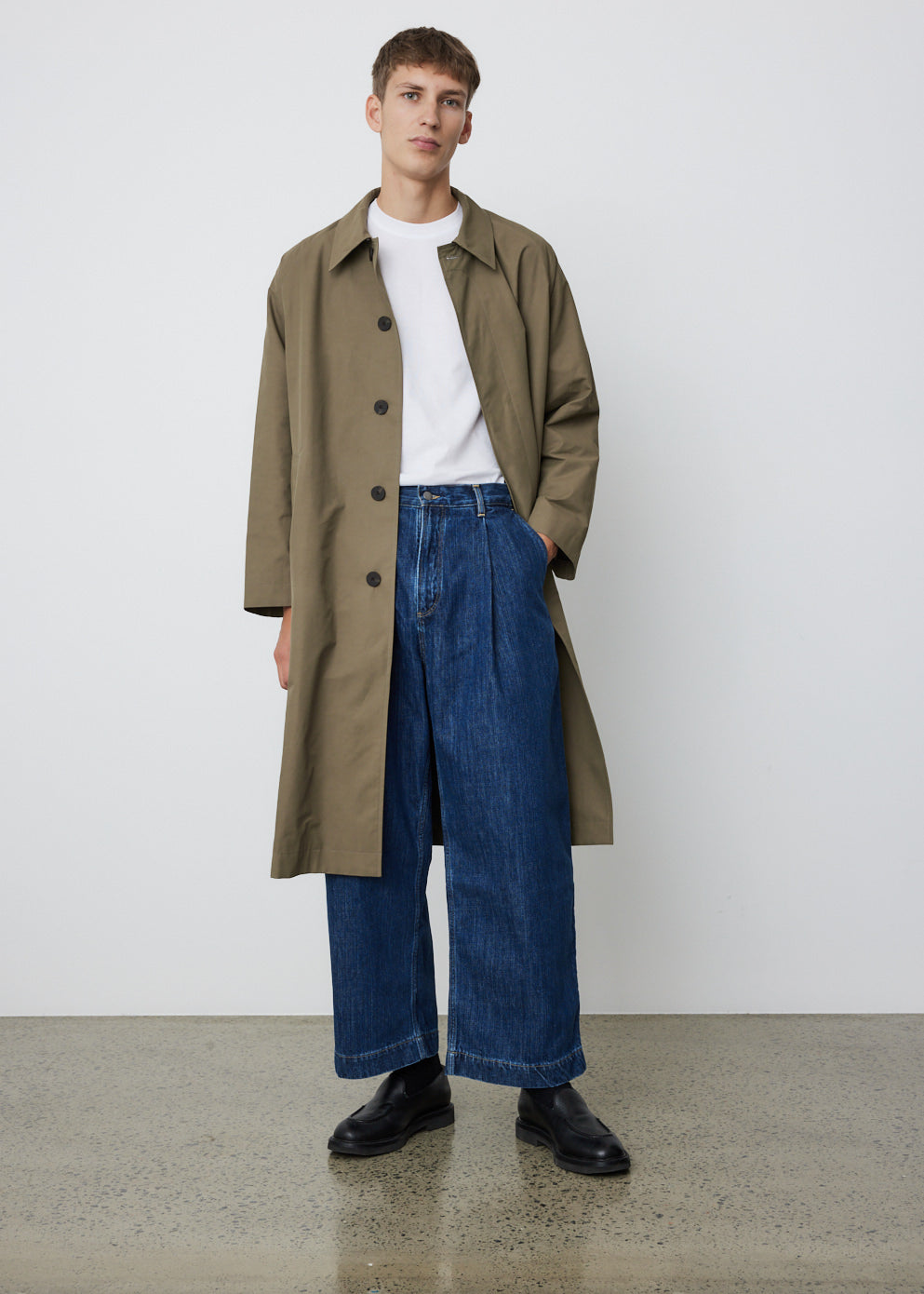 Puch Single Pleated Wide Denim Pant