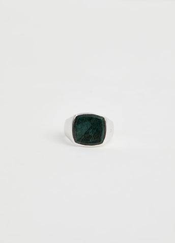 Cushion Green Marble Ring