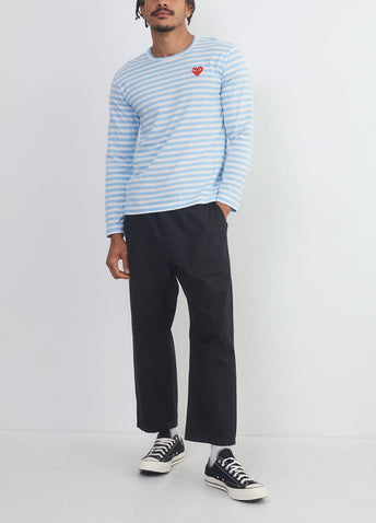 T278 Red Heart Stripe Long-sleeve T-shirt