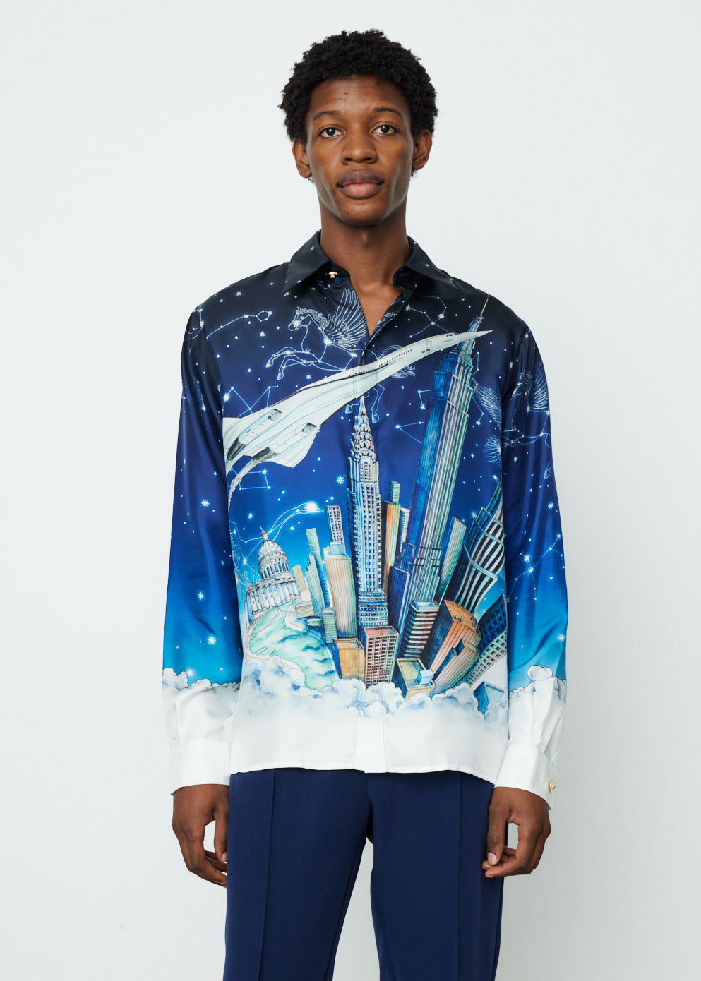 Long Sleeve Vol de Nuit Silk Shirt