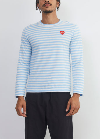 T278 Red Heart Stripe Long-sleeve T-shirt