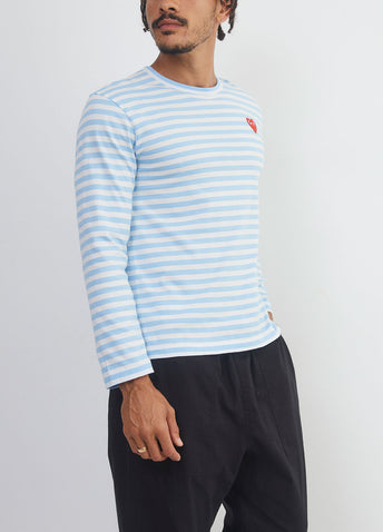 T278 Red Heart Stripe Long-sleeve T-shirt